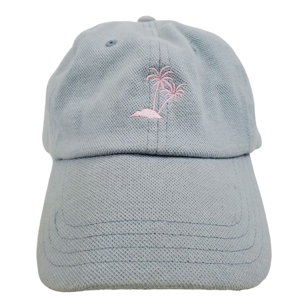 VANS Hat Womens One Size Gray Pink PALM TREES Adjustable Athleisure Casual